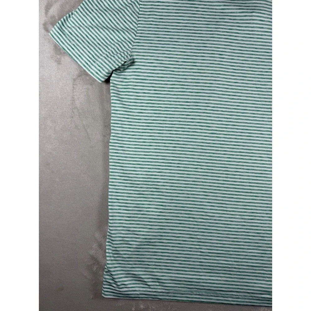 IZOD Golf Polo Shirt Mens‎ Large Green White Striped Short Sleeve Performance